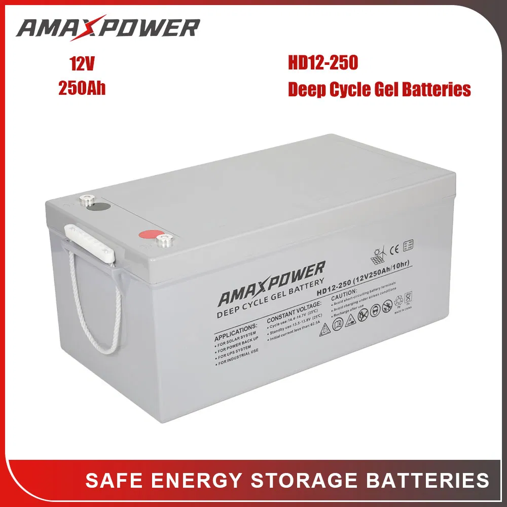 Batería de almacenamiento de energía recargable Amaxpower 2V/6V/12V 100ah/150ah/200ah de ciclo profundo-gel de alta calidad para autobús turístico/inversor de montacargas