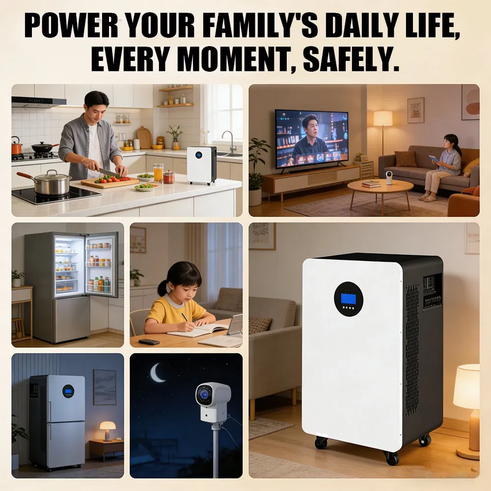 Sistema de energía solar todo en uno residencial fuera de la red con batería de almacenamiento de energía de iones de litio LiFePO4 y inversor de fase dividida