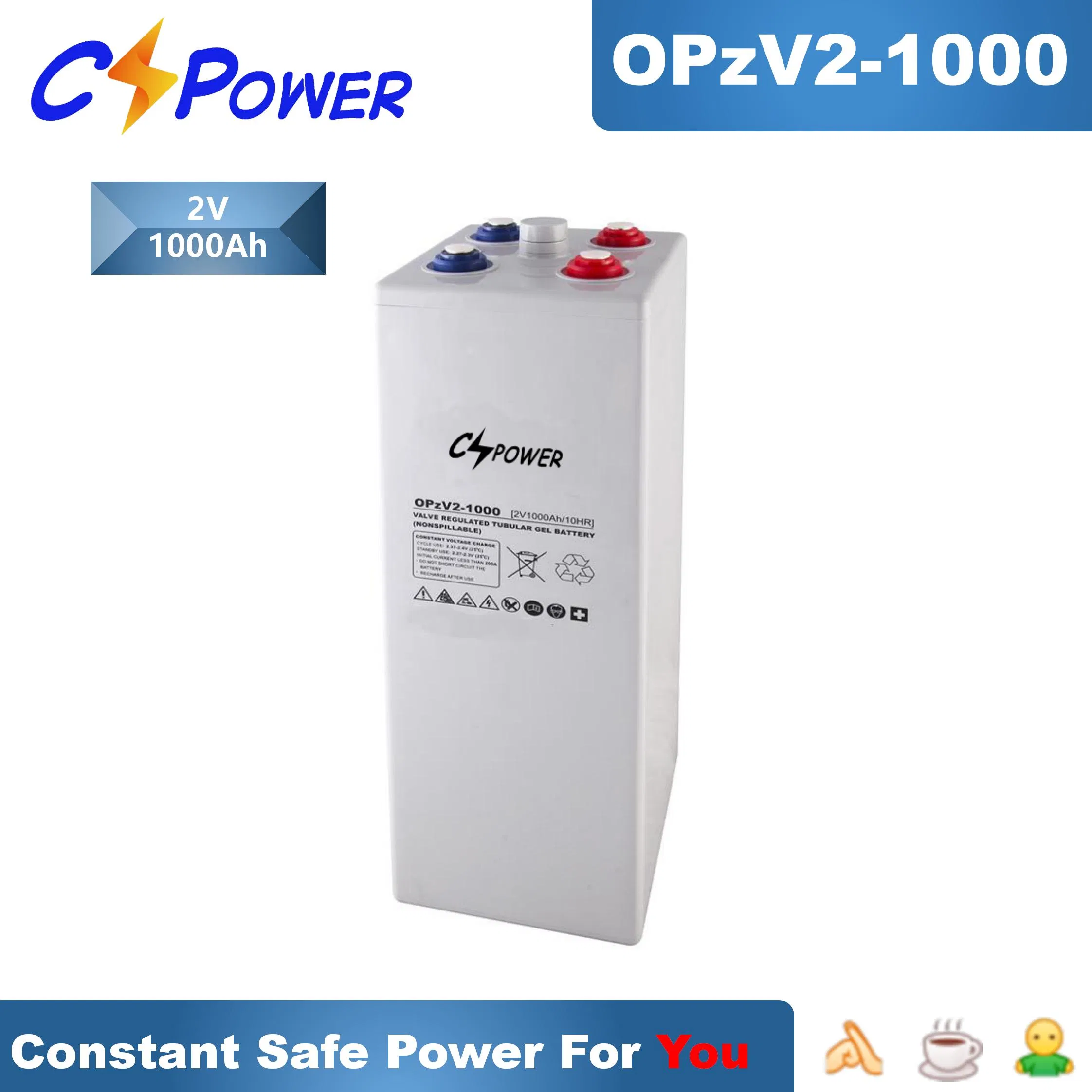 Batería Solar de Almacenamiento de Energía Tubular-Gel de Ciclo Profundo Cspower 2volt-3000ah/2500ah/2000ah/1000ah Opzv para Proyectos Gubernamentales/Csg