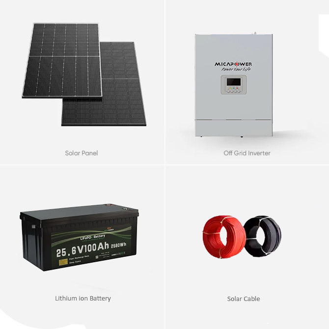 Mica 3kwh sistema de almacenamiento solar fuera de la red 24V 50ah 100ah 150ah 200ah paquete de batería de litio LiFePO4 con inversor para sistema de almacenamiento solar en RV/marina hogar Ksa
