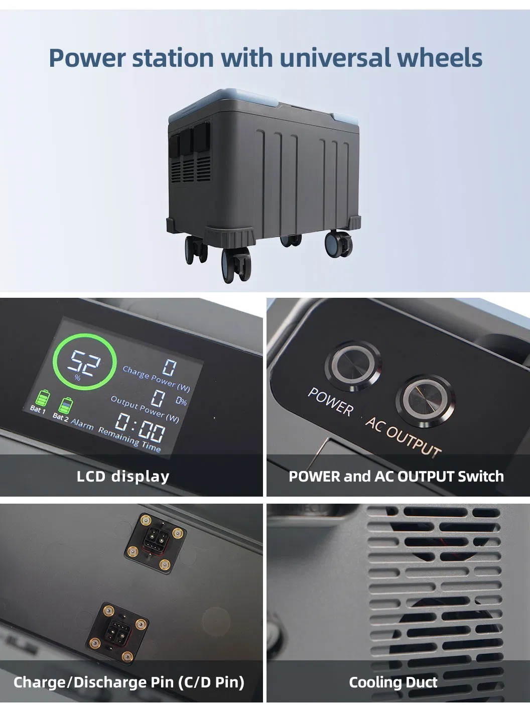 Batería de Litio Solar 2300W Portátil Confiable para Aventuras al Aire Libre