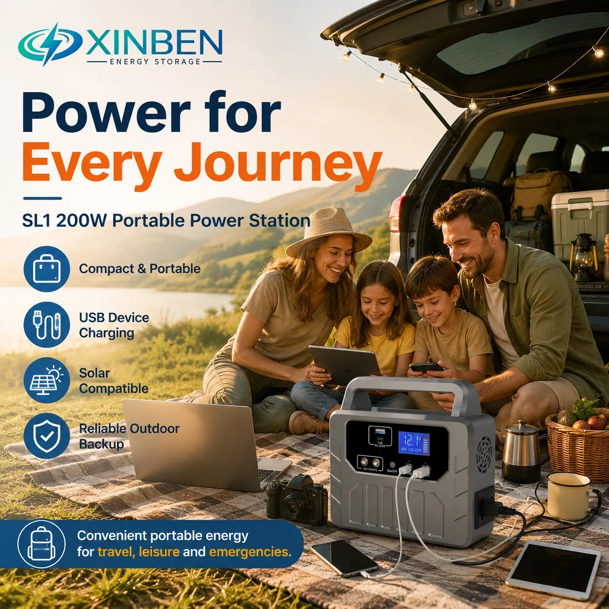 200W Estación de Energía Portátil Batería de Litio Generador Solar para Acampada al Aire Libre Respaldo de Emergencia
