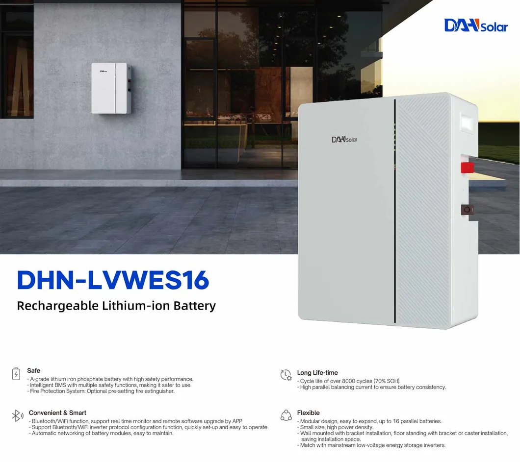 Batería de Litio 51.2V 314ah 16kwh 8000 Vida del Ciclo Montada en Pared para Sistema Solar