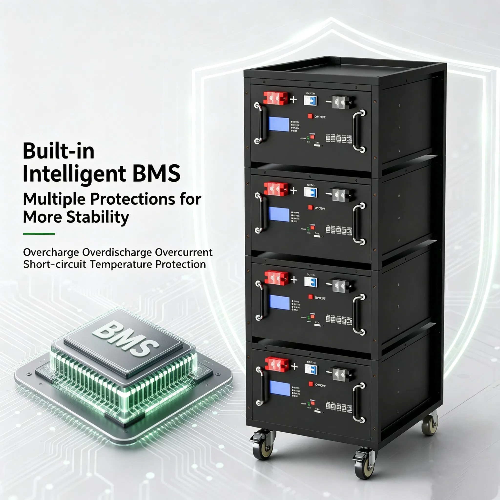 51.2V 48V 200ah 10kwh Montaje en Rack de Litio LiFePO4 Batería con BMS Integrado Sistema de Almacenamiento de Energía Solar para el Hogar