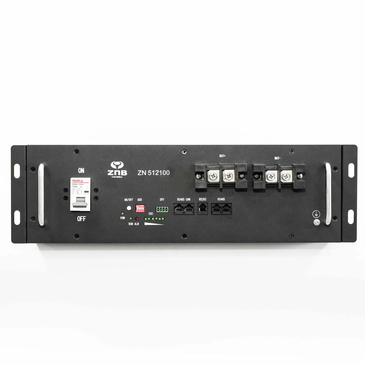 Batería de Almacenamiento de Energía Montada en Rack 51.2V 100ah 5120wh LiFePO4 Zn512100-R Energía Solar