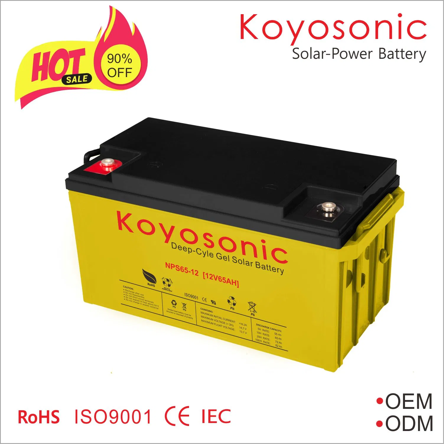 12V 70ah Batería Panel Solar Batería Gel Batería de Ciclo Profundo