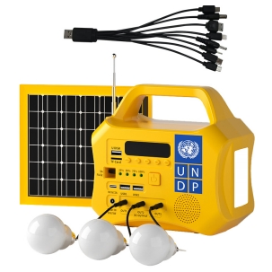 Sistema portátil de dos colores ABS de corriente continua para el hogar con FM, Bluetooth, salida USB tipo C, batería solar fuera de la red LiFePO4 de litio