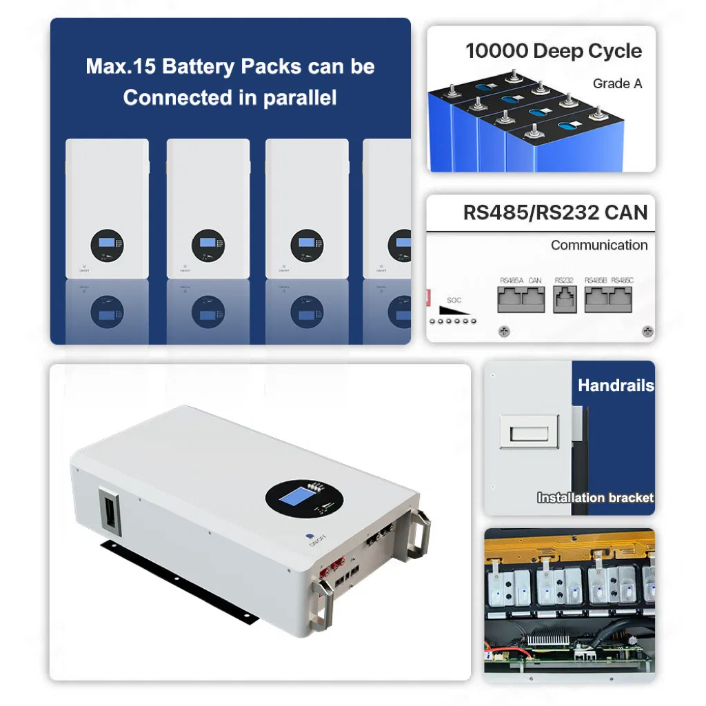 Batería de litio montada en la pared todo en uno 51.2V 5kwh para almacenamiento de energía solar en el hogar