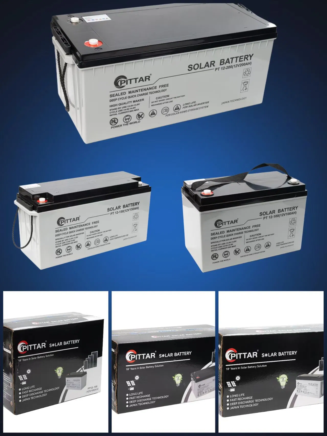 Batería de Gel de Plomo Ácido de Ciclo Profundo Copex Ritar 12V 100ah para Sistema de Almacenamiento Solar en el Hogar