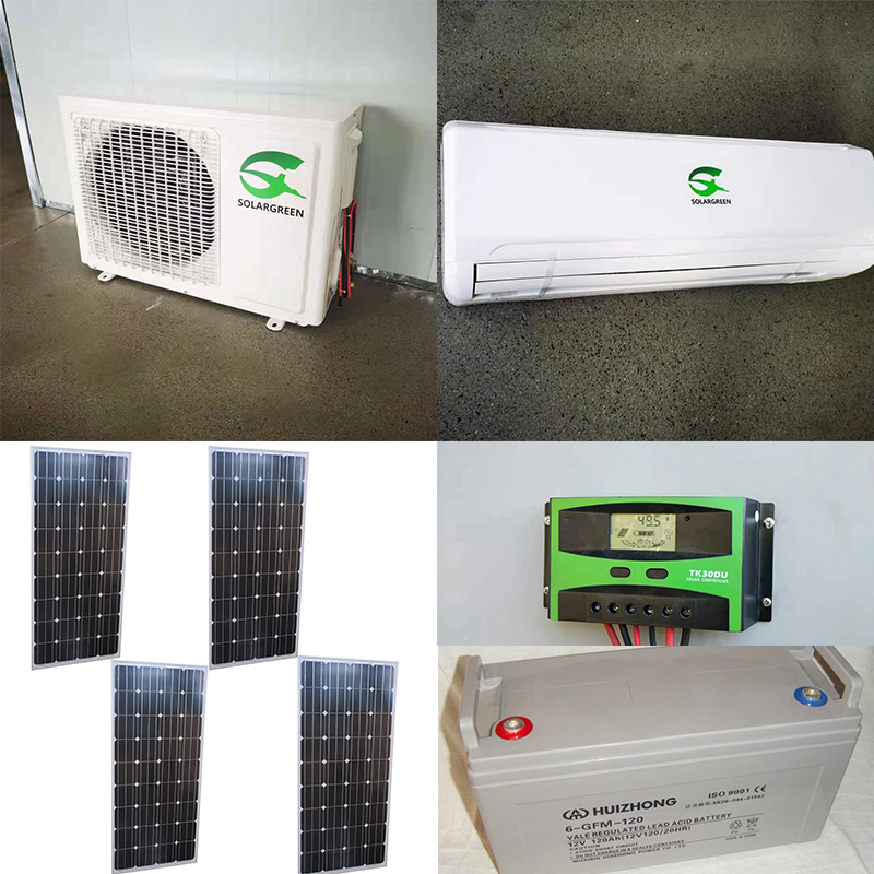 Energía Verde al por mayor 24000BTU Batería de Poder Fuera de la Red DC 48V Aire Acondicionado Solar Dividido
