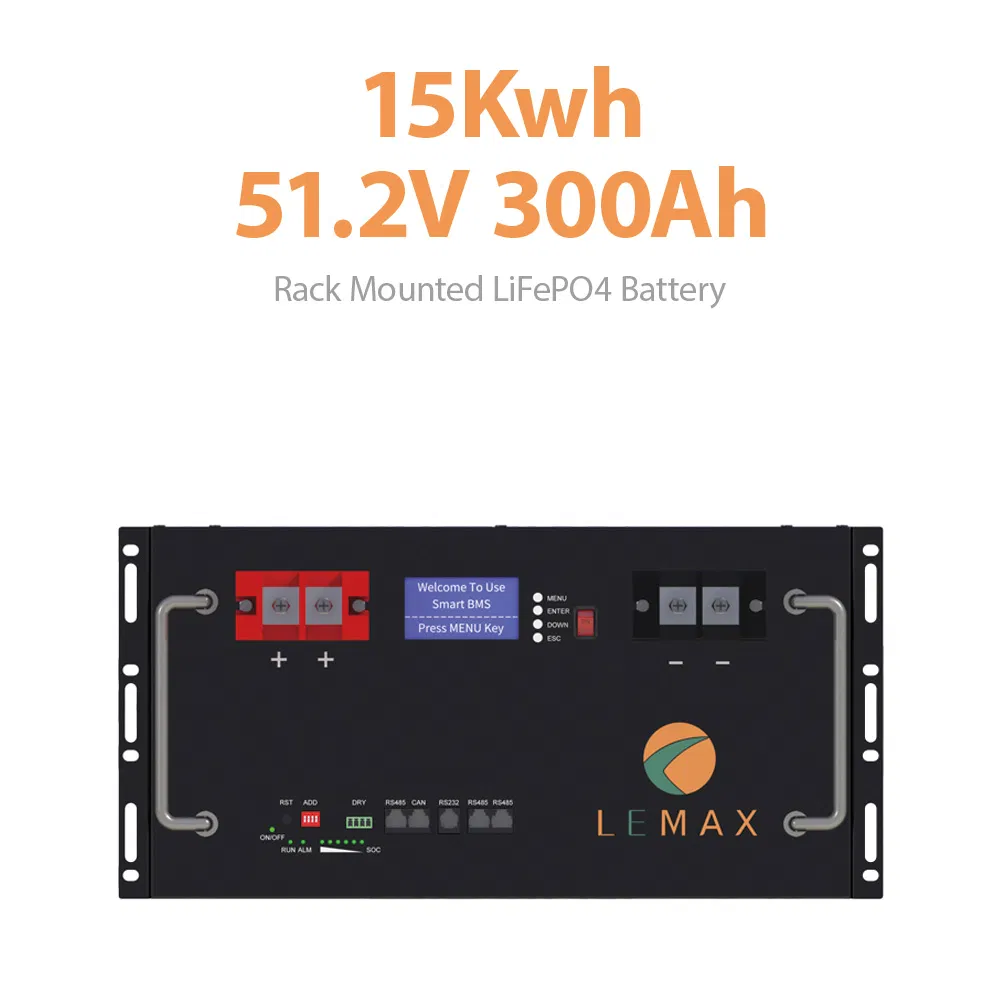 Batería de Almacenamiento Solar de Litio de Alta Tensión para Montaje Vertical o en Rack 15kwh 51.2V 300ah LiFePO4