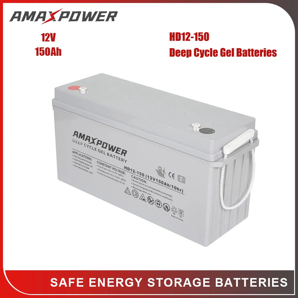 Batería de almacenamiento de energía recargable Amaxpower 2V/6V/12V 100ah/150ah/200ah de ciclo profundo-gel de alta calidad para autobús turístico/inversor de montacargas