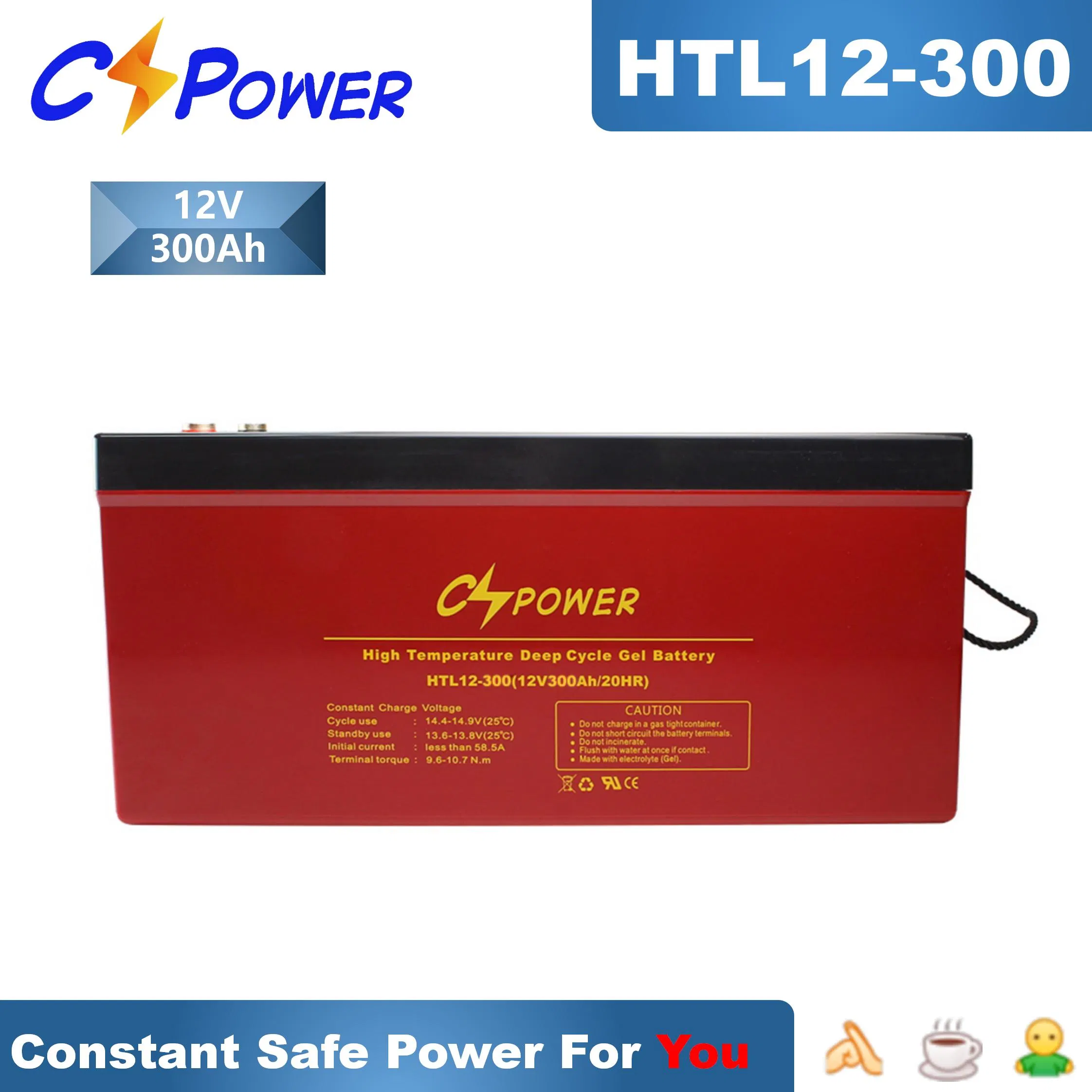 Batería Solar de Gel de Ciclo Profundo Cspower con Certificado IEC Htl12-200 12V 200ah CE 61427/IEC 60896/