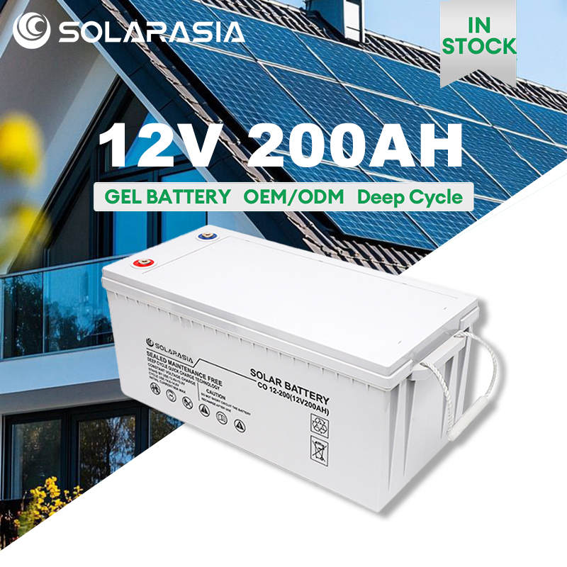 Batería de Ciclo Profundo 12V 24V 200ah Batería de Gel de Plomo Ácido para Almacenamiento Off Grid Solar Batería de Gel Eléctrica 12V Batería Recargable para Almacenamiento de Energía en el Hogar