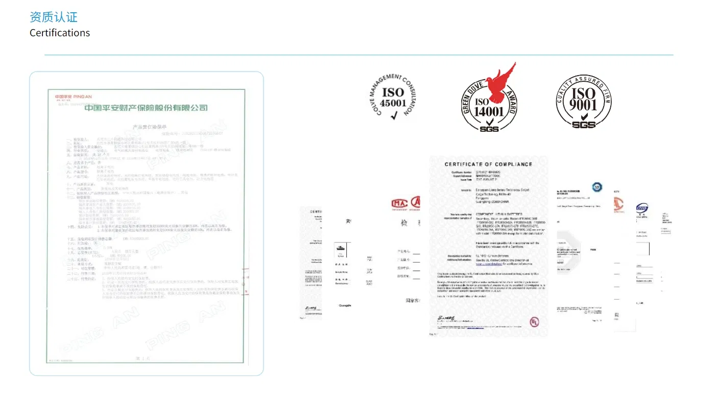 Certificaciones del sistema de almacenamiento de energía