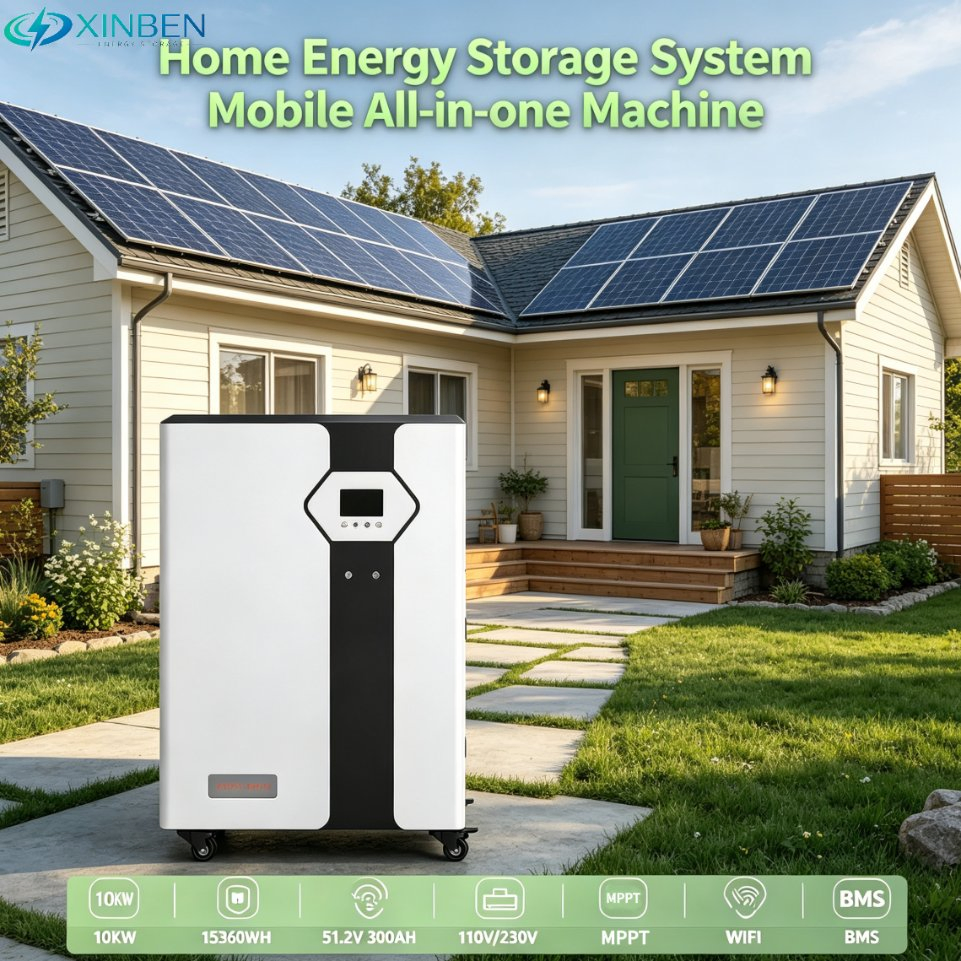 Standalone off-Grid Solar Power Supply All-in-One Ess 10kw Pure Sine Wave Output 15360wh Wheeled Household Lithium Energy Storage Machine