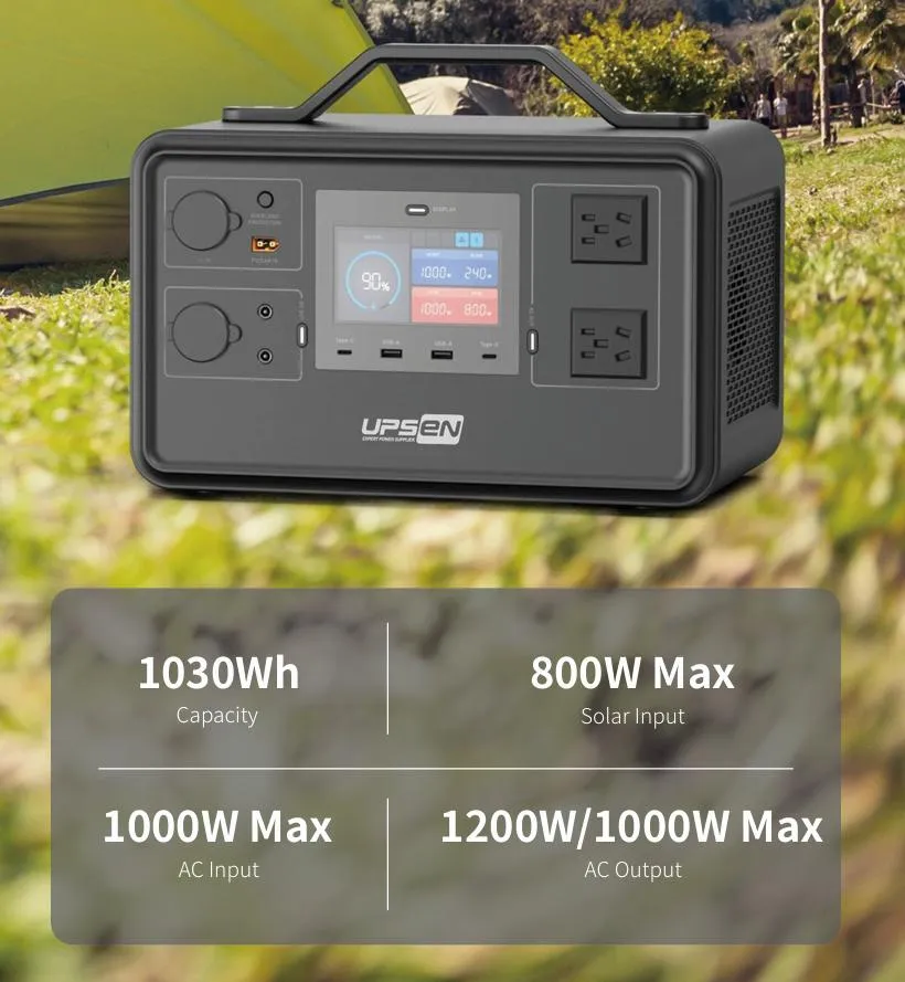 1000W Estación de Energía Portátil con LiFePO4 Batería y 230V Toma de Corriente