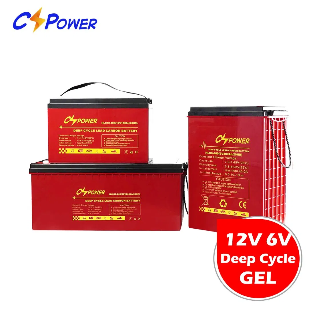 Batería de Carbono de Plomo Recargable de Ciclo Profundo de Larga Duración y Carga Rápida Cspower 2V/6V/12V 100ah/200ah/250ah/400ah para Sistema de Almacenamiento de Energía Solar