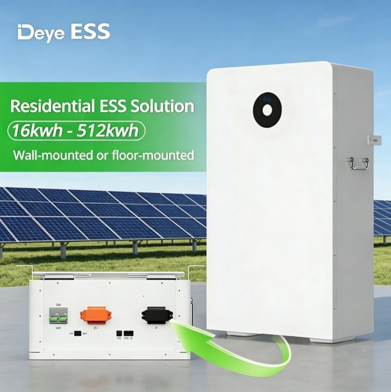 Batería Solar Deye 16kwh 51.2V 314ah LiFePO4 de Ión de Litio para Sistema de Almacenamiento de Energía Residencial