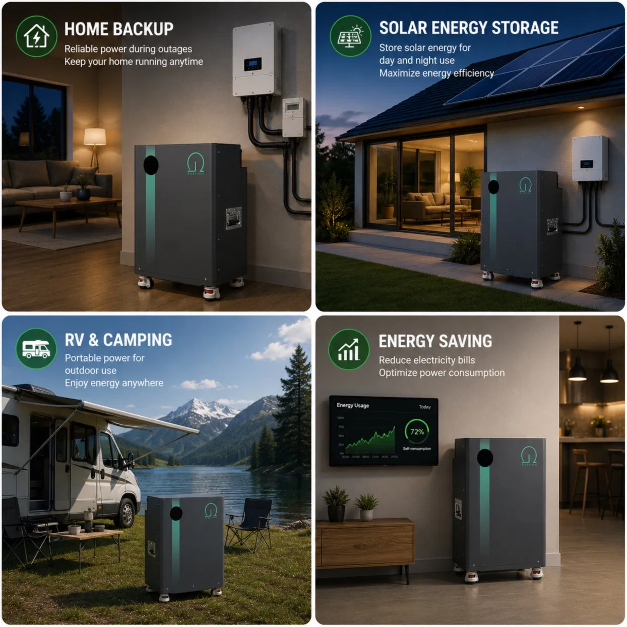 10kwh 48V/51.2V 100ah LiFePO4 Sistema de Almacenamiento de Energía Residencial con Batería de Litio para Uso en el Hogar