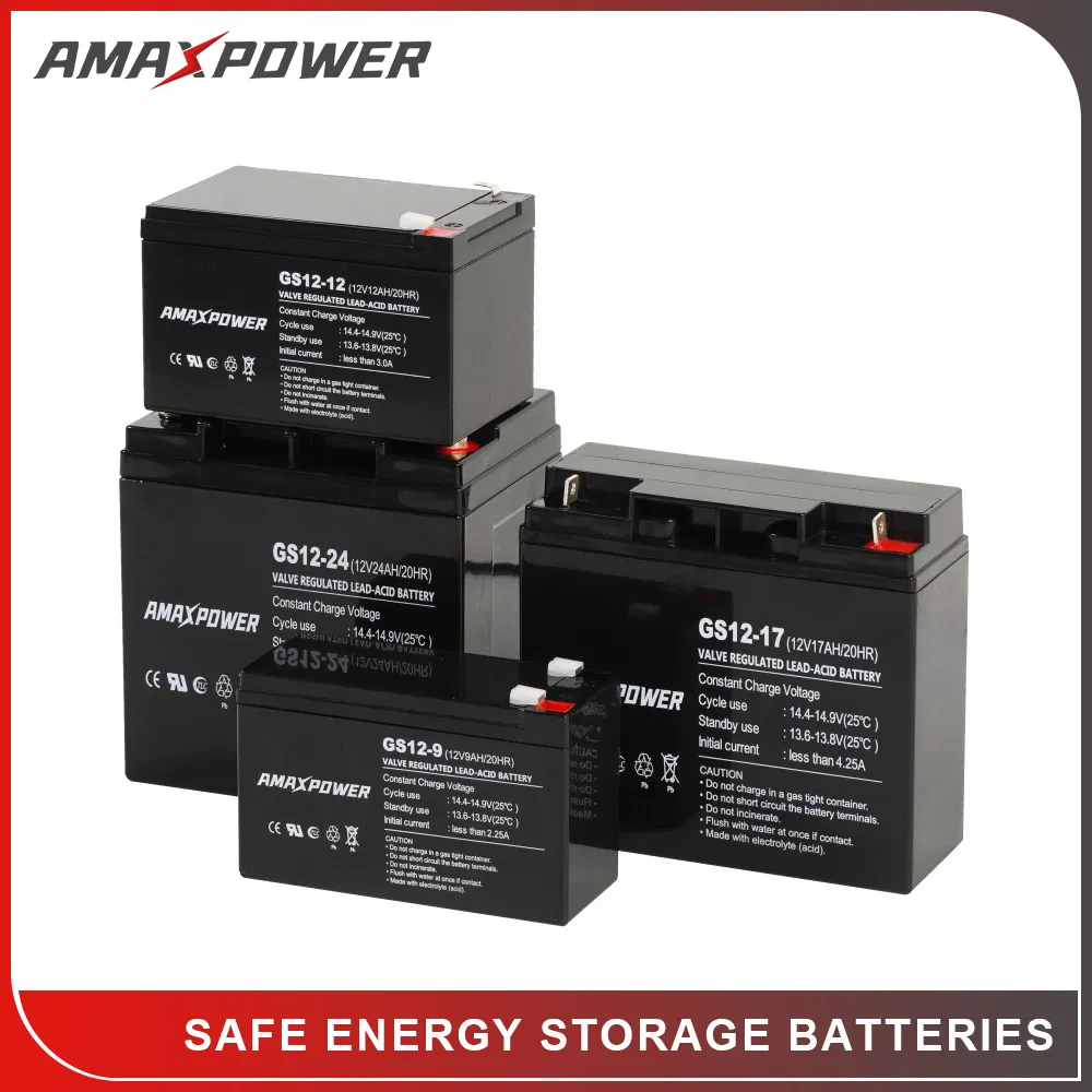 Batería de plomo-ácido sellada VRLA AGM Amaxpower 2V/6V/12V/24V/48V para almacenamiento de energía solar/respaldo de UPS, iluminación, paquete de telecomunicaciones, herramienta eléctrica, carrito de golf, bomba de agua