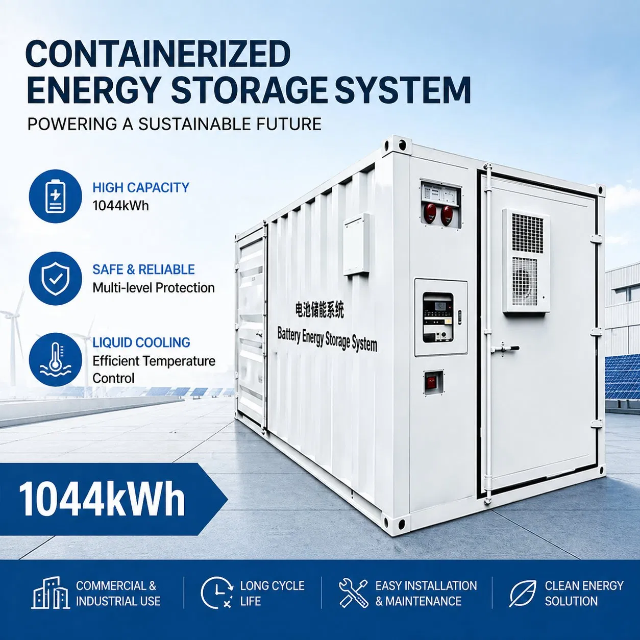1mwh Contenedor Enfriado por Líquido Bess LiFePO4 Almacenamiento de Energía en Baterías para Uso Industrial y Comercial