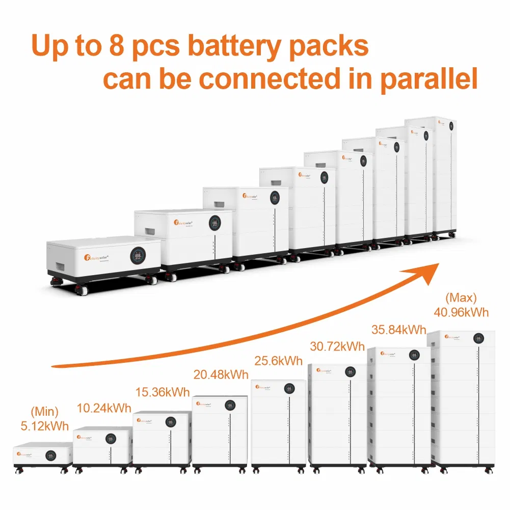 Felicitysolar 40.96kwh Batería de Litio de Gran Capacidad para Almacenamiento de Energía Solar y Respaldo con Diseño Modular para Escalabilidad