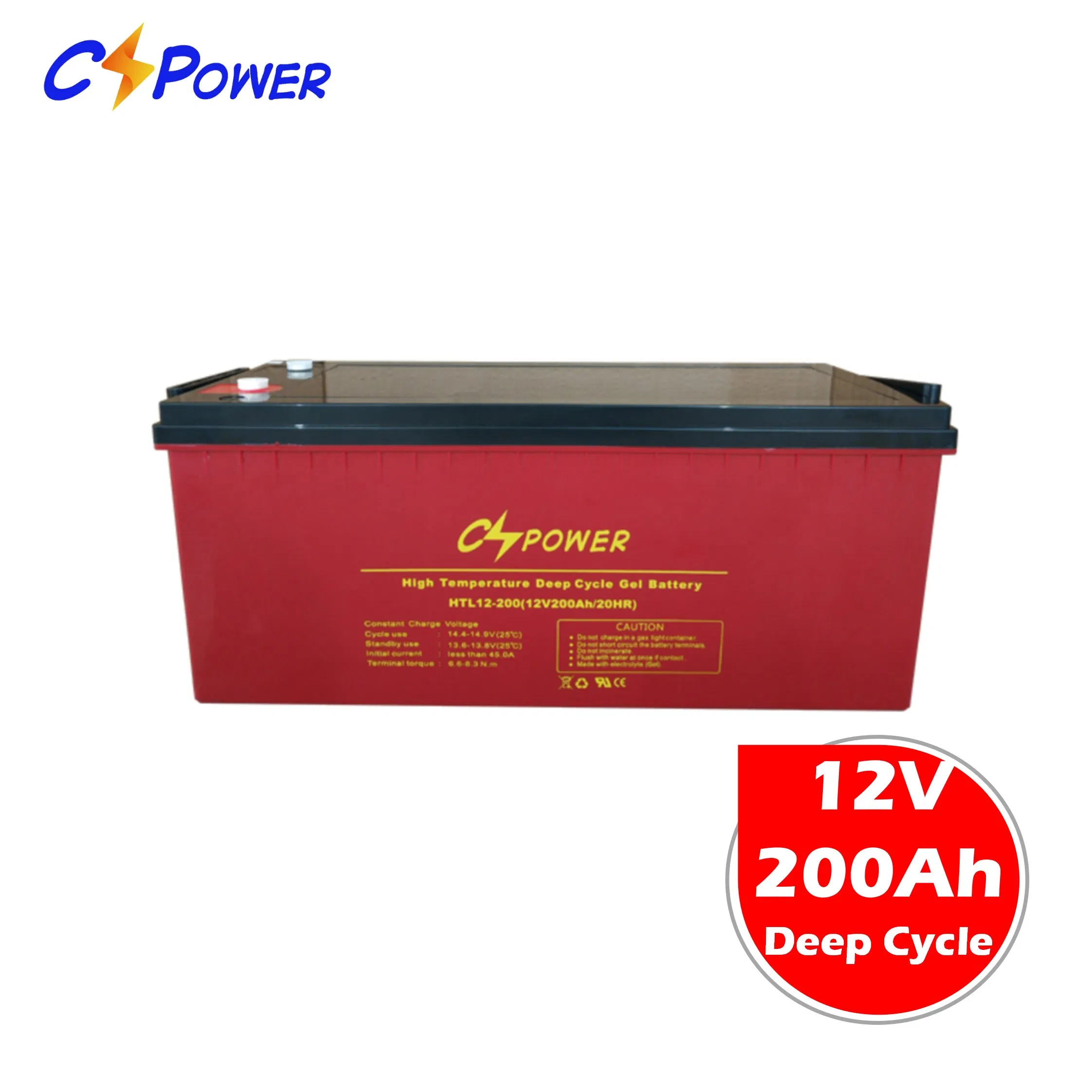 Batería de ciclo profundo de gel solar de alta temperatura Cspower 12V 100ah/200ah/300ah recargable VRLA - batería industrial SMF para sistema de panel solar Csj