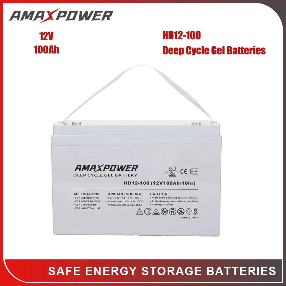 Batería de almacenamiento de energía recargable Amaxpower 2V/6V/12V 100ah/150ah/200ah de ciclo profundo-gel de alta calidad para autobús turístico/inversor de montacargas
