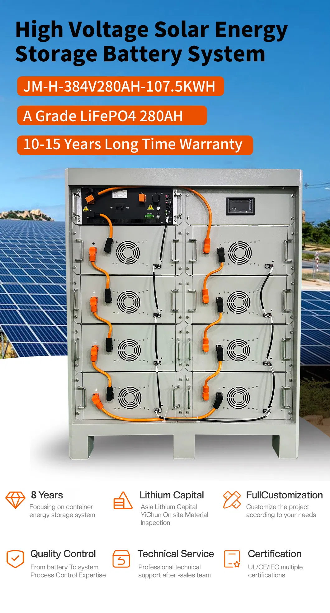 Batería de almacenamiento de energía de alta tensión - Vista Frontal