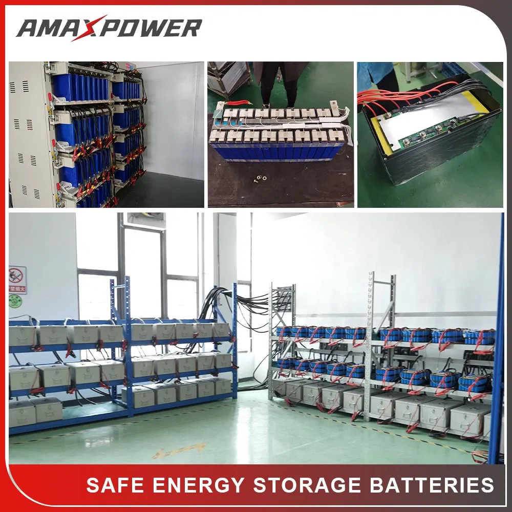 Batería de iones de litio Amaxpower 12V/24V/48V Lithium-Iron-Phosphate-Battery-LiFePO4 50ah 100ah 150ah 200ah 250ah 300ah para telecomunicaciones, solar, UPS, almacenamiento de energía de ciclo profundo