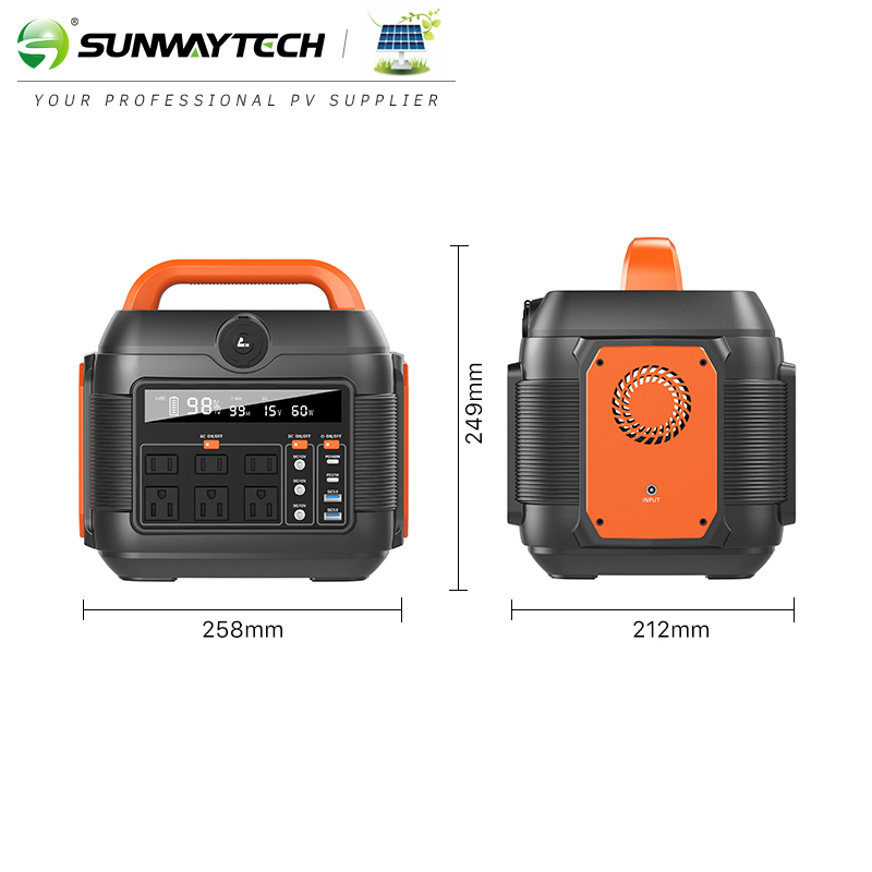 Banco de energía Sunway Charge 600W Generadores recargables portátiles para automóviles 600watt Inversor Lifopo4 Batería de litio panel solar batería de almacenamiento de energía para el hogar