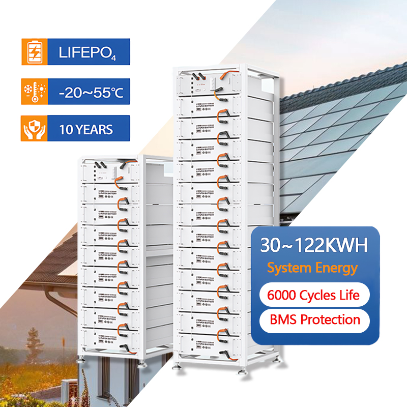 Sistema Montado en Rack de Alta Tensión de Almacenamiento de Energía Fotovoltaica con Batería de Iones de Litio LiFePO4 Paquete Solar 51.2V 102.4V 100ah 200ah 50ah 30kwh 122kwh fuera de la Red