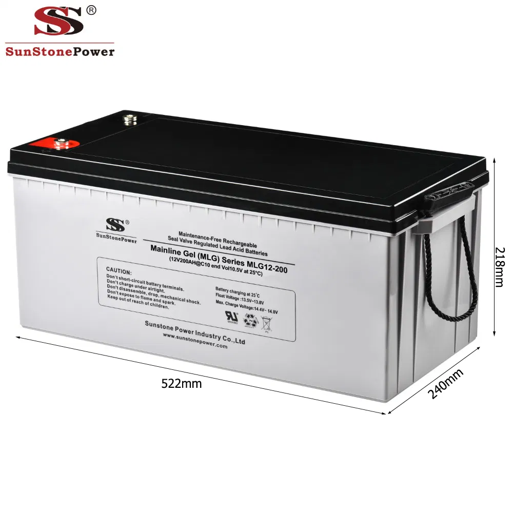 12V 200ah Batería de Gel Ciclo Profundo Batería Solar Batería de Gel Recargable Libre de Mantenimiento