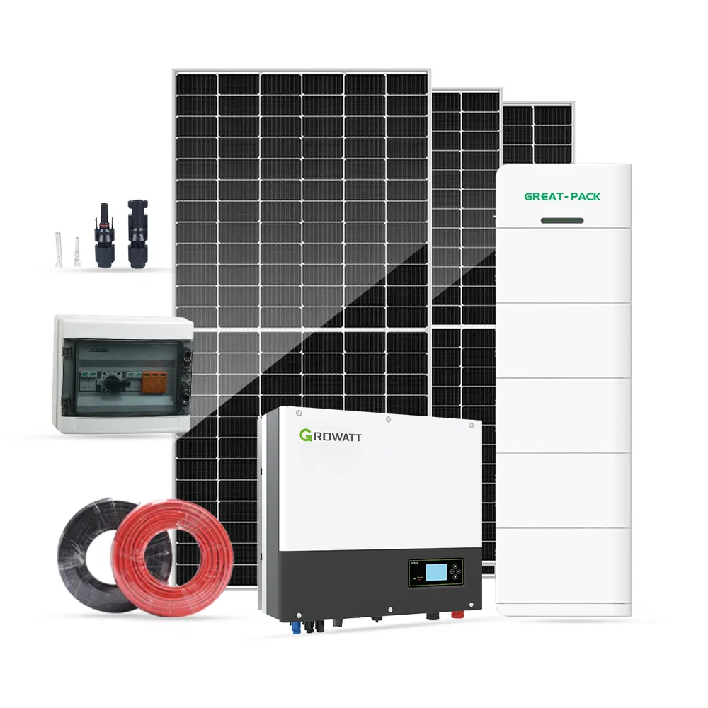Precio de fábrica barato 5kw 10kw en sistema de energía solar híbrido PV en red para energía doméstica con batería Akku