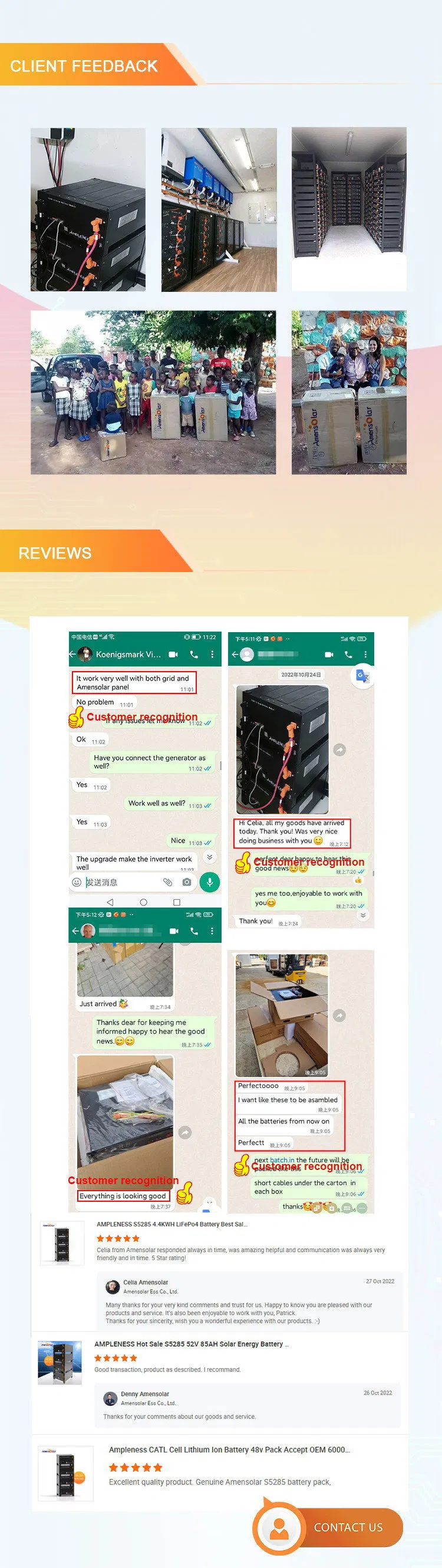 Evaluaciones de los clientes de sistemas de batería solar