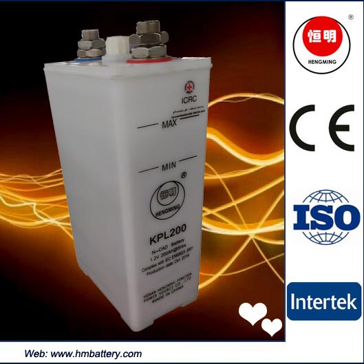 Batería recargable de ciclo profundo de la industria solar Kpl200 Ni-CD para almacenamiento portátil de emergencia, batería de respaldo de energía para estación de energía