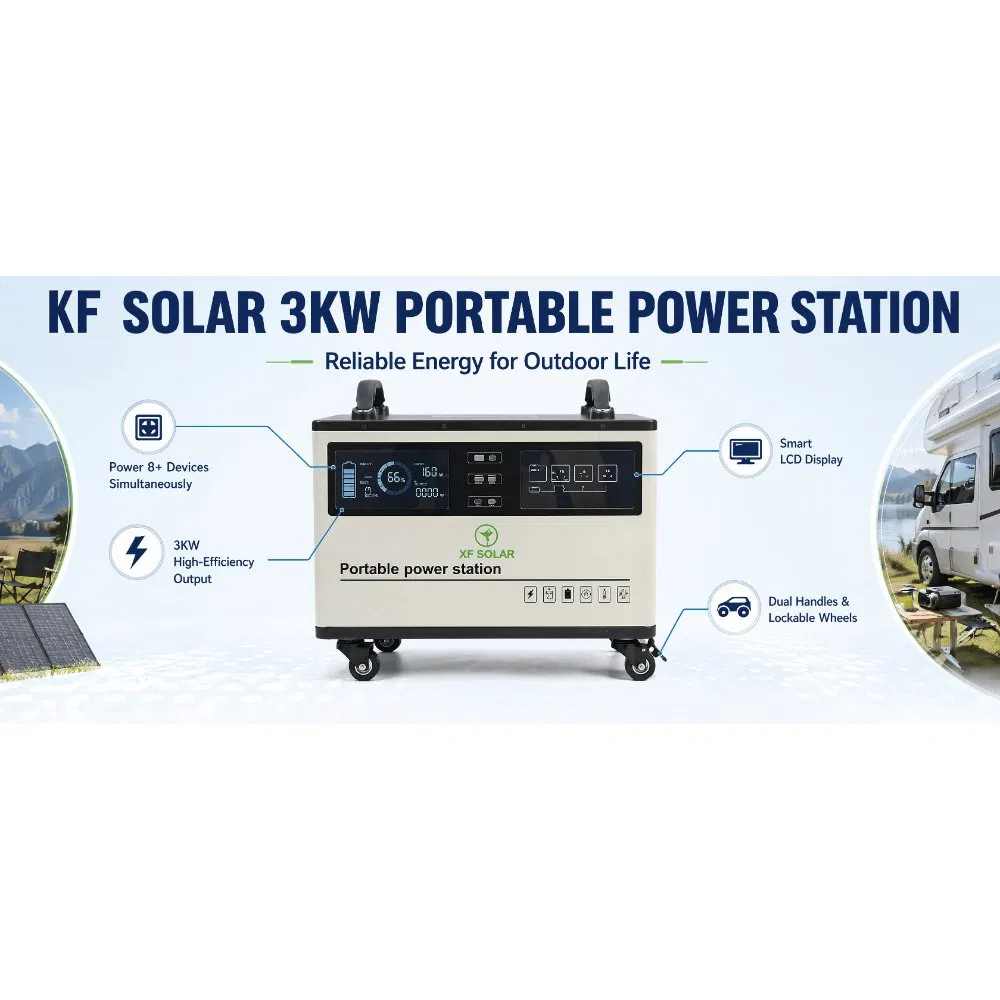 4000 Ciclos de Larga Vida Útil LiFePO4 Batería Kf Solar 3000W Estación de Energía Portátil Onda Sinusoidal Pura para Alimentar Todos los Electrodomésticos