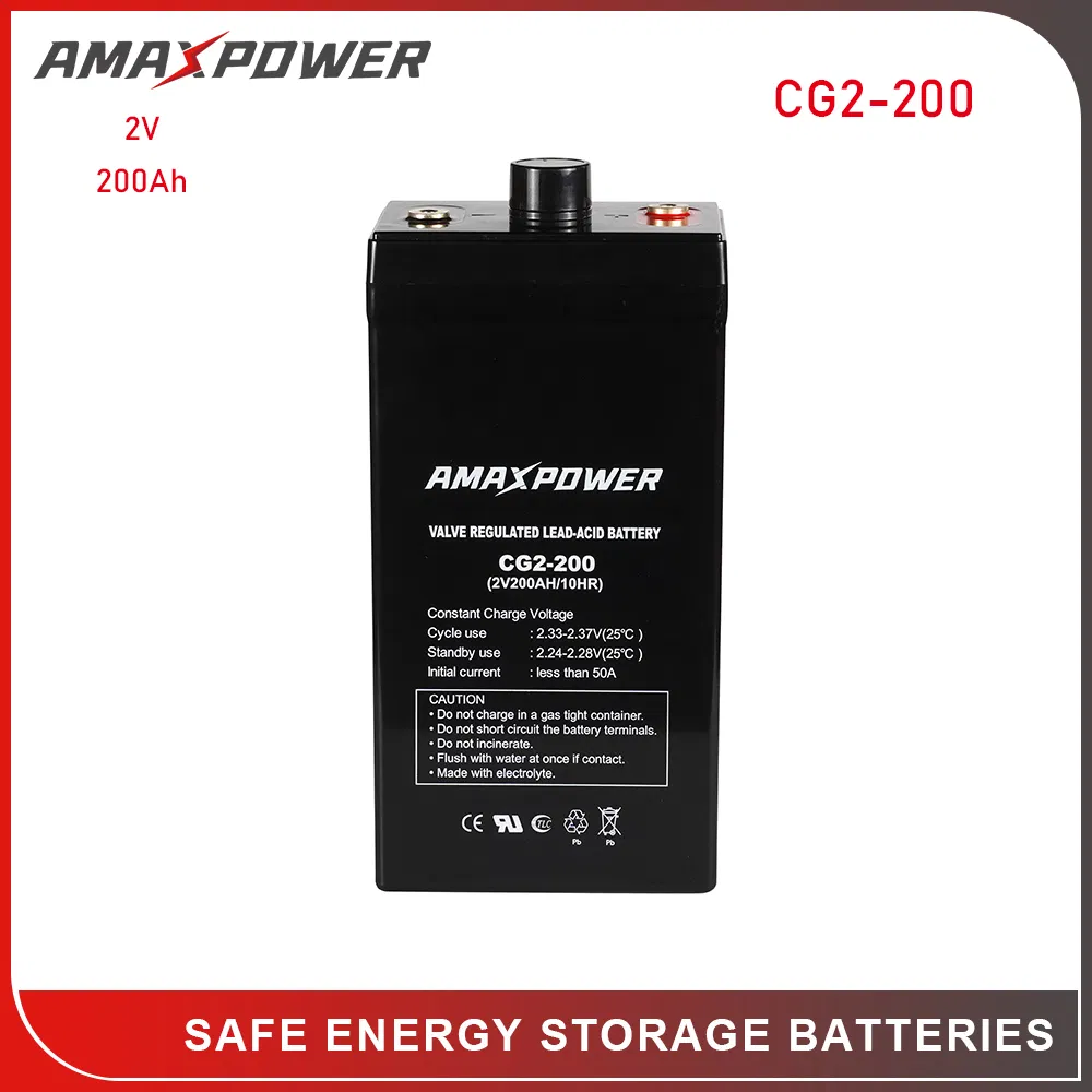 Batería de Ácido Plomo Ciclo Profundo AGM VRLA Sellada Recargable Amaxpower para Sistema de Almacenamiento de Energía Solar de Telecomunicaciones en el Hogar Vs Trojan Vision 2V 500ah/800ah/1000ah
