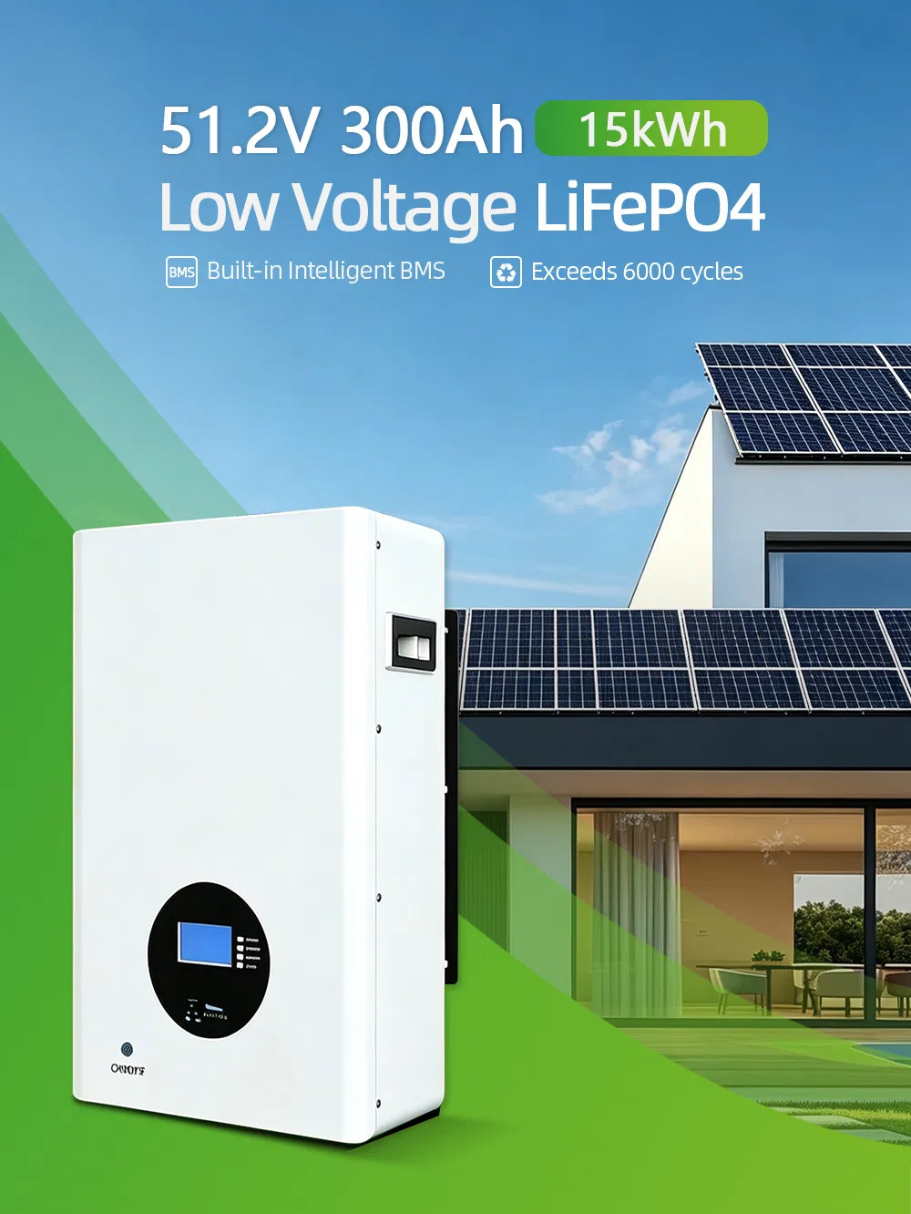 15kwh Batería de Litio 51.2V LiFePO4 para Almacenamiento de Energía Solar