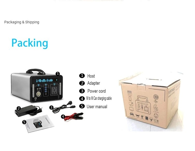 Sistema de Almacenamiento de Energía Portátil 500wh Generador Inversor Solar Batería Pantalla LED
