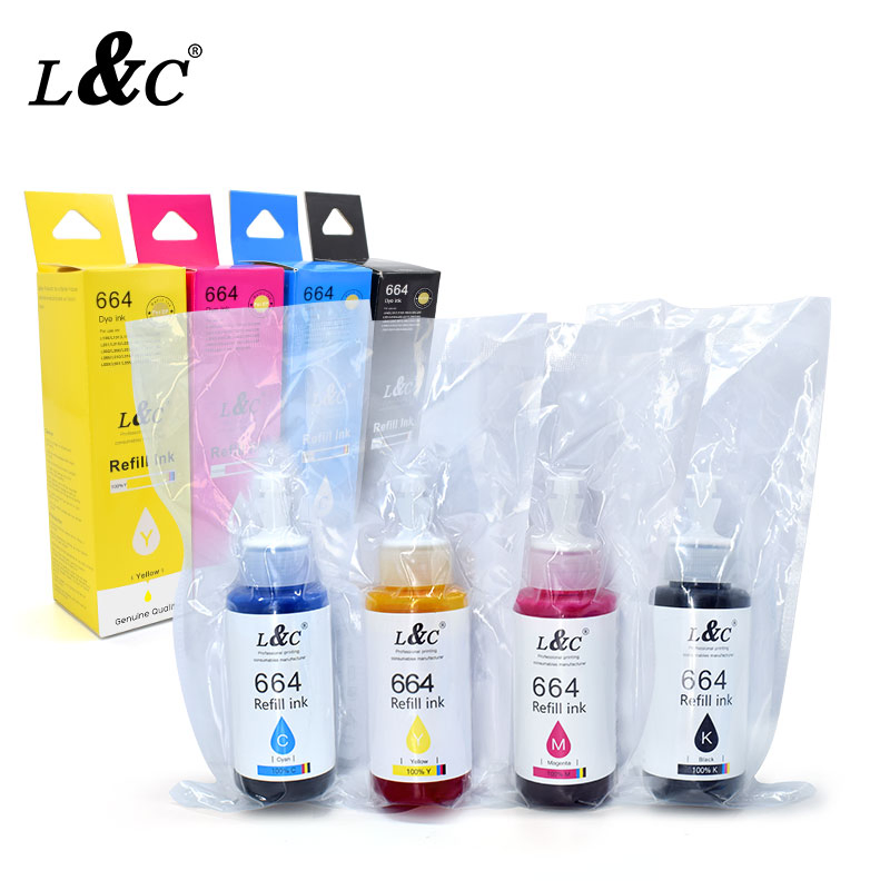 Wholesales Ep664 T664 664 Color Refill Ink Kit Dye Ink Compatible for Epson Printer L100/L101/L110/L120/L130/L200L201/L210