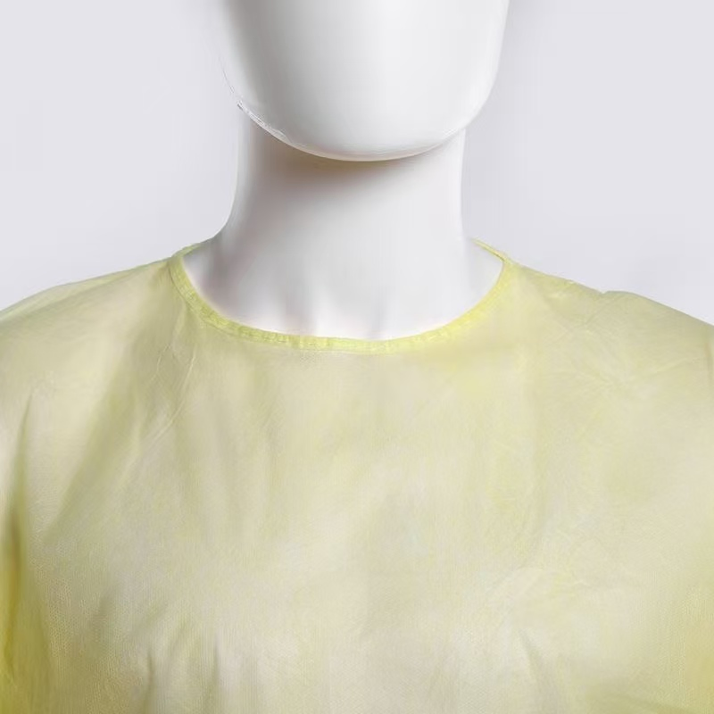 Disposable Non Woven Personal Protective Yellow PP PE Isolation Gown for Dental Doctor Nurse