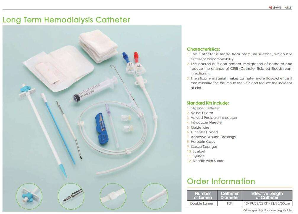 Premium Double Lumen Hemodialysis Catheter Kit for Wholesale