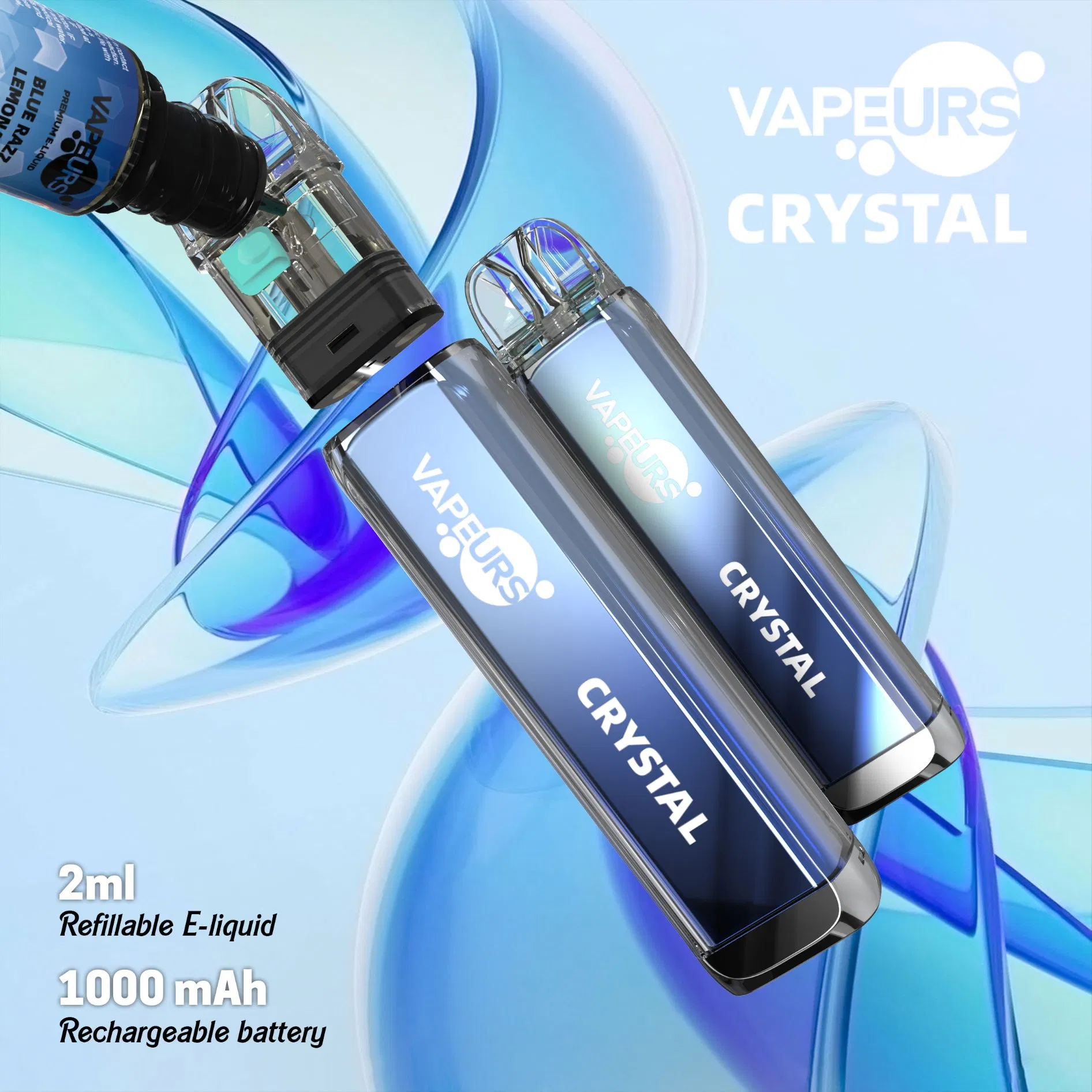 Hot Selling Vapeurs Crystal Plus Pod System Kits Refill Nictoine Salt Disposable Refillable Vape Electronic Cigarette