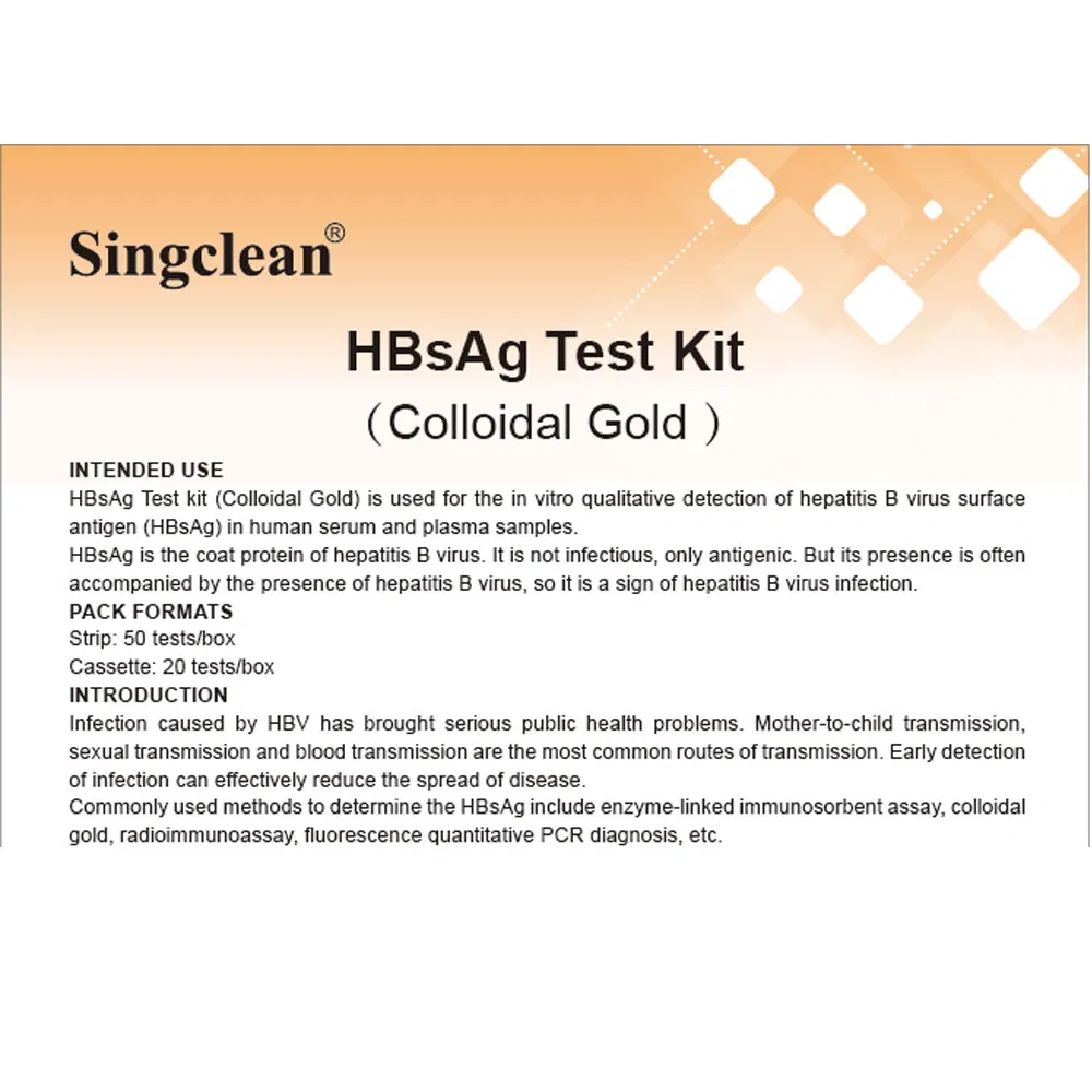 Singclean HBV Hepatitis B Hbsag Test Strips Kit for HBV Infection Rapid Test Kit Combo