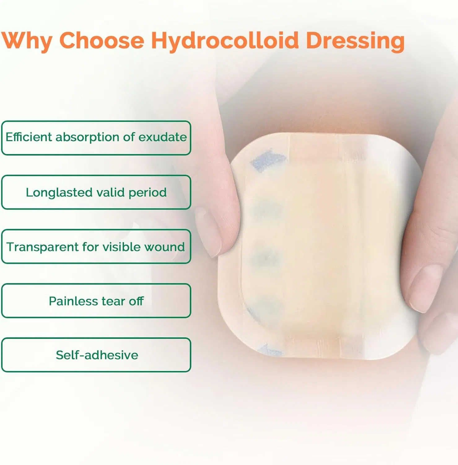 Hydrocolloid Wound Dressing with Border Waterproof Self-Adhesive Bandage 4''*4''