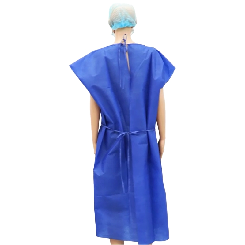 Disposable Short Sleeve/Sleeveless Isolation Gown Non Woven SMS/PP Surgical Gown Medical Patient Gown Dark Blue for Dental Clinic/Hospital/Laboratory