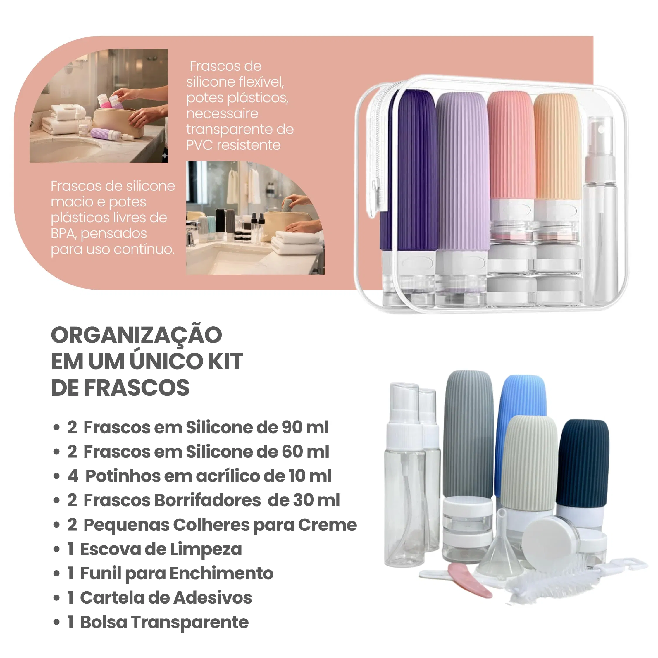 Factory Approved Leak Proof Refill Silicone Travel Toiletries Lotion Bottle Set Bottle Kit