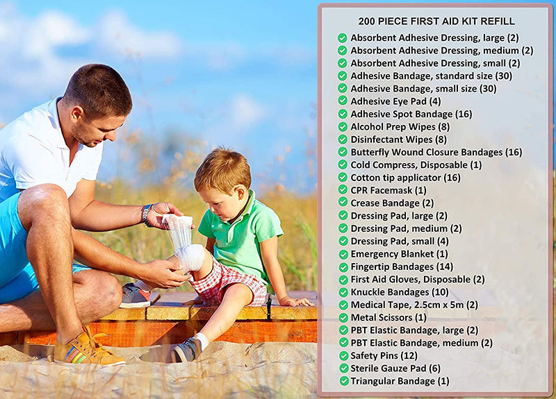 200PCS Portable Emergency Medical First Aid Kit Refill Sports Outdoor Camping First Aid Kit